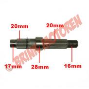 GY6 (blok met riem) - Wielas (127mm lang) GY6 50cc 80cc - 2602 (1-3-7-3)